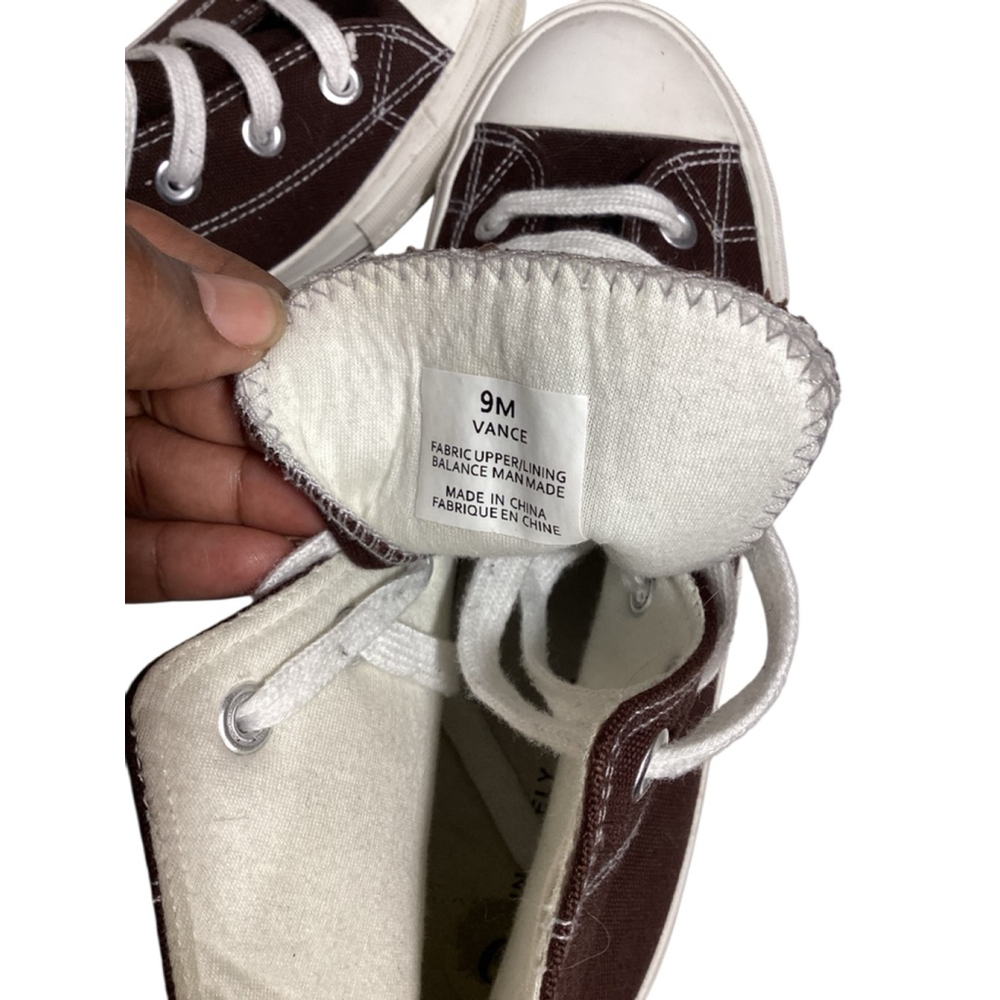 Women’s size 9 Chocolate Brown & White High-Top Casual Canvas Sneakers Unisex - Picture 7 of 8